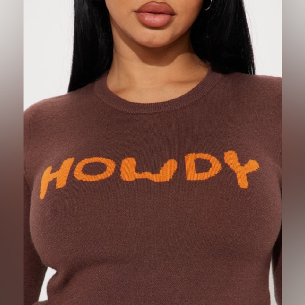 Fashion Nova “Howdy” Knit Sweater Westerncore | Nashville Vibes Size Small NEW - Picture 5 of 5